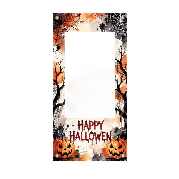 Halloween Photo Booth Frame Backdrop, Large Fabric Self‑Picture Prop with Metal Grommets for Holiday Party Photo‑Taking Decoration
