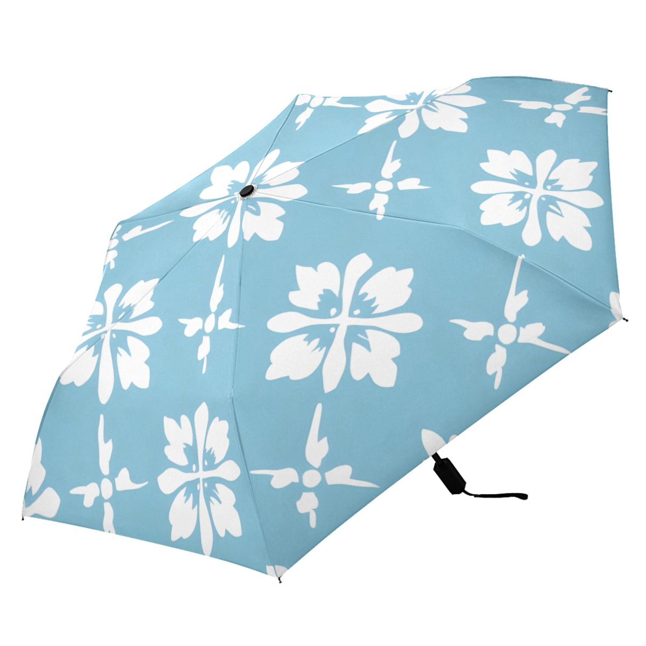 ALAZA Flowers Checkered Grid UPF 50+ Compact Folding Umbrella for Rain Travel Umbrella Packable