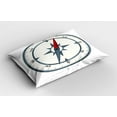 thumbnail image 2 of Ambesonne Compass Pillow Sham 2 Pack, Minimalist Design, 36"x20", Slate Blue Red, 2 of 3