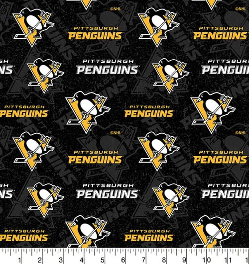 Pittsburgh Penguins 100% Cotton Fabric with Tone on Tone Pattern-Sold by the Yard