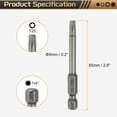 thumbnail image 2 of Uxcell 3 piezas Punta de destornillador Torx T25 1/4" Vástago hexagonal 2.6" (65mm) Largo Magnético Sin Punta de Agujero 6 Puntos Estrella, 2 of 7