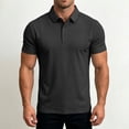 thumbnail image 4 of hoksml Men's Polyester Fabric Short Sleeve Collared Shirt, Snap Button Placket Side Seam Detail Slim Fit Solid Casual Golf Daily Top, 4 of 8