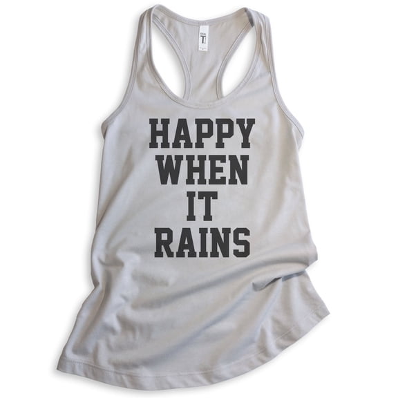 Happy When It Rains Tank Top, Ladies Racerback Tank Top, Goth Girl Tank, Goth Tank, Silver Gray, Medium
