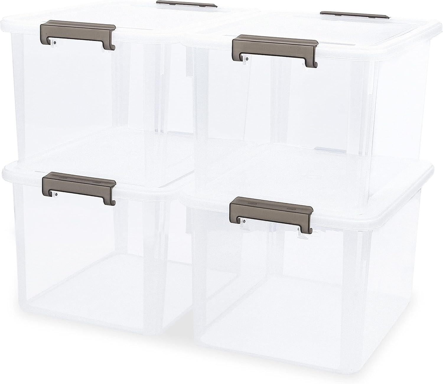 32 QT Plastic Storage Bins with Latching Lids Stackable Storage ...