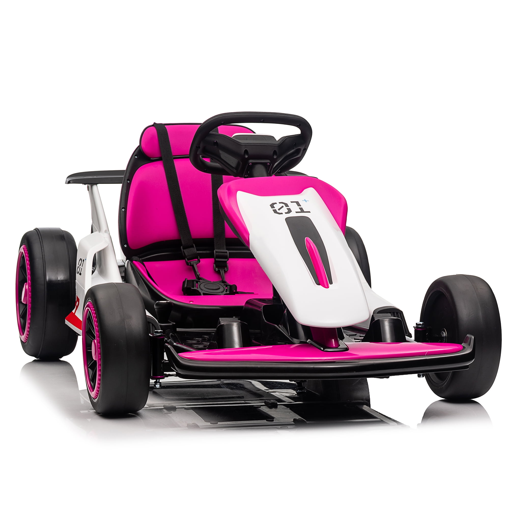 24V Electric Go Kart ride on toys for boys girls Age 6+, Rose Pink