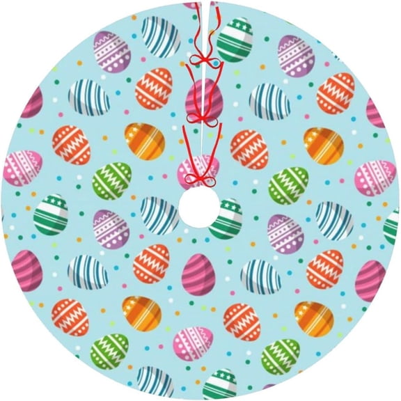 Easter Eggs Bunny Christmas Tree Skirt Happy Easter Day Tree Skirt Ornament for Easter Holiday Party Home Decoration.30