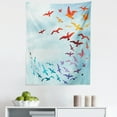 thumbnail image 1 of Bird Tapestry, Colorful Illustration of Flying Birds Against Clear Sky Sunny Day Cheerful Modern Art, Fabric Wall Hanging Decor for Bedroom Living Room Dorm, 5 Sizes, Red Blue, by Ambesonne, 1 of 1