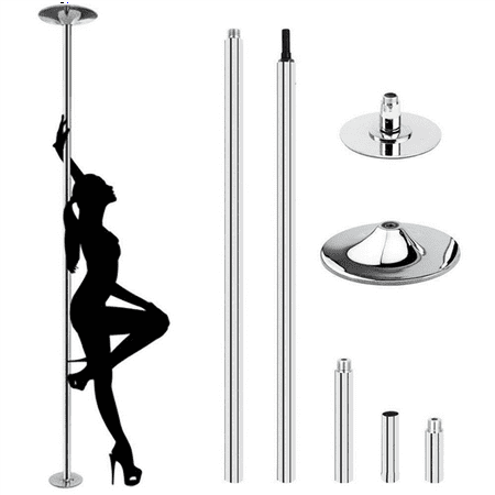 SmileMart Portable Dance Pole Adjustable Static Spinning Stripper Pole Exercise Fitness,Silver