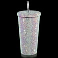 thumbnail image 6 of Diamond Tumbler Glitter Water Bottle with Lid Vacuum Thermal Straw Tumbler Rhinestone Tumbler Pink 750ml, 6 of 8