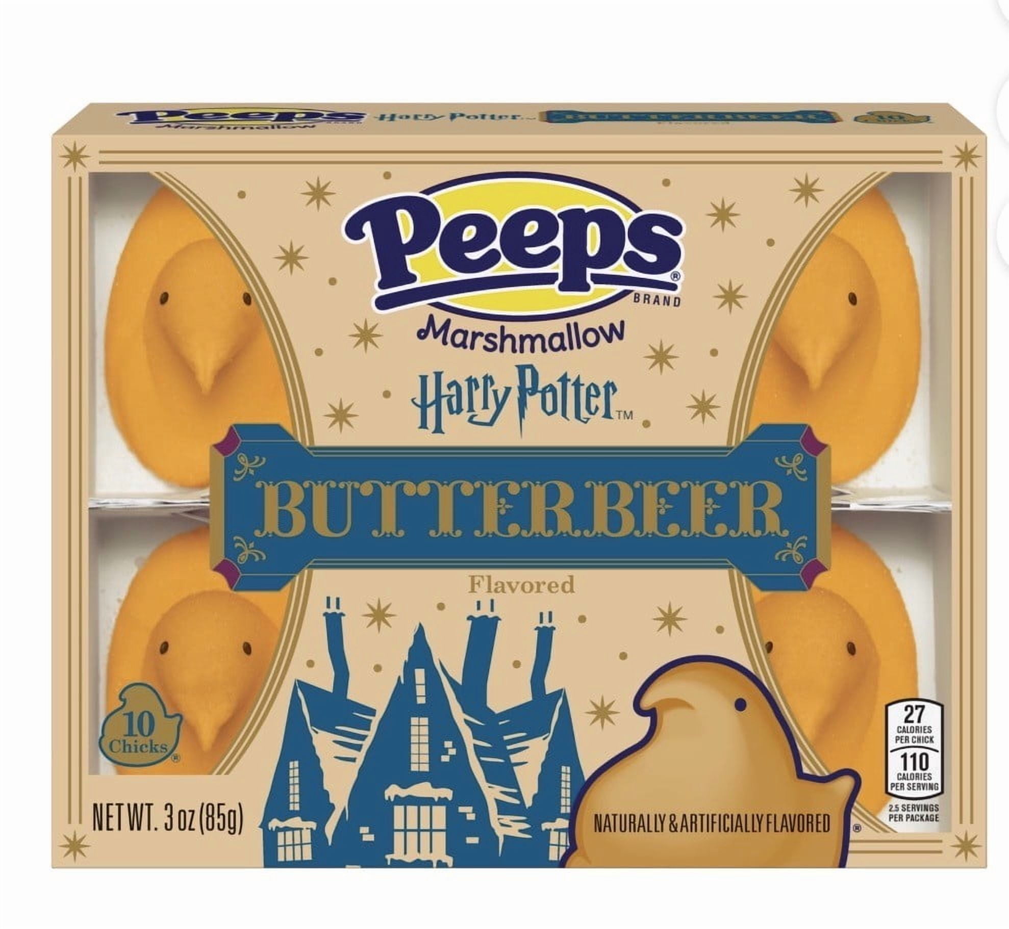 PEEPS HARRY POTTER BUTTERBEER FLAVORED MARSHMALLOW CHICKS, EASTER CANDY, WALMART EXCLUSIVE, 10 CT (3.0 OZ) 3 PACK PLUS A MYSTERY STICKER