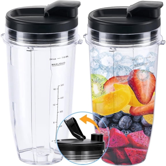 Cfweater Replacement Blender Cup with Sip & Seal Lid for Nutri Ninja, 2-Pack
