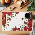 thumbnail image 2 of Placemats Set of 6, Red Roses Valentine's Day Woven Placemat, Linen Place Mats for Kitchen/Dining Tables, Romantic Spring Floral Washable Table Mats for Party, 2 of 8