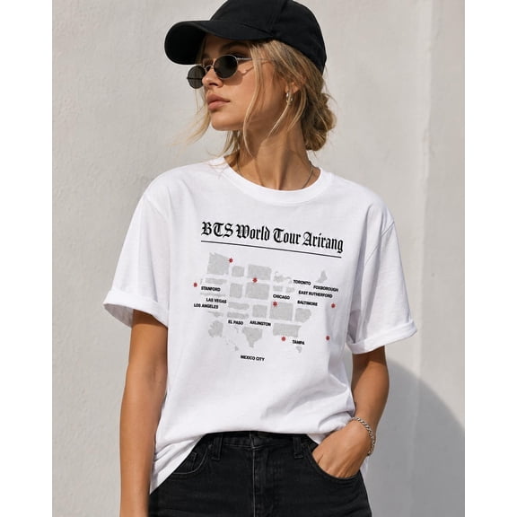 BS World Tou Arirng Shirt, North America Tour Map Tee, Concert Outfit, K-Pop Fan Gift, Oversized Unisex Graphic T-Shirt