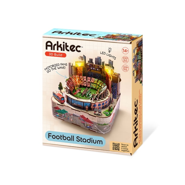 Arkitec 177-Piece Football Stadium Miniscape 3D Build Wooden