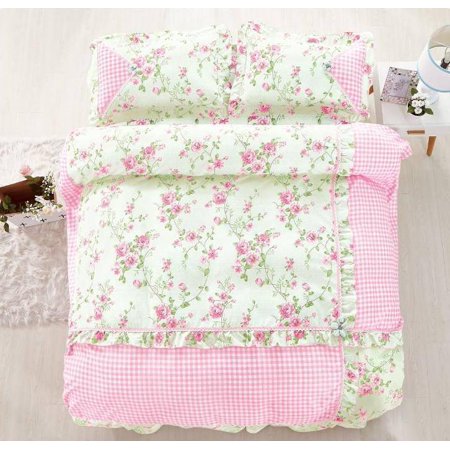 Traditional Floral Cotton Touch Comforter Set W/ Sheet HIGH QUALITY Light Pink - King Size