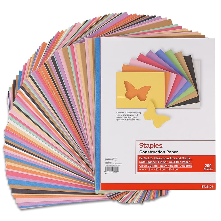 Staples Construction Paper 9x12 Assorted Colors, 200 Sheets photo 1