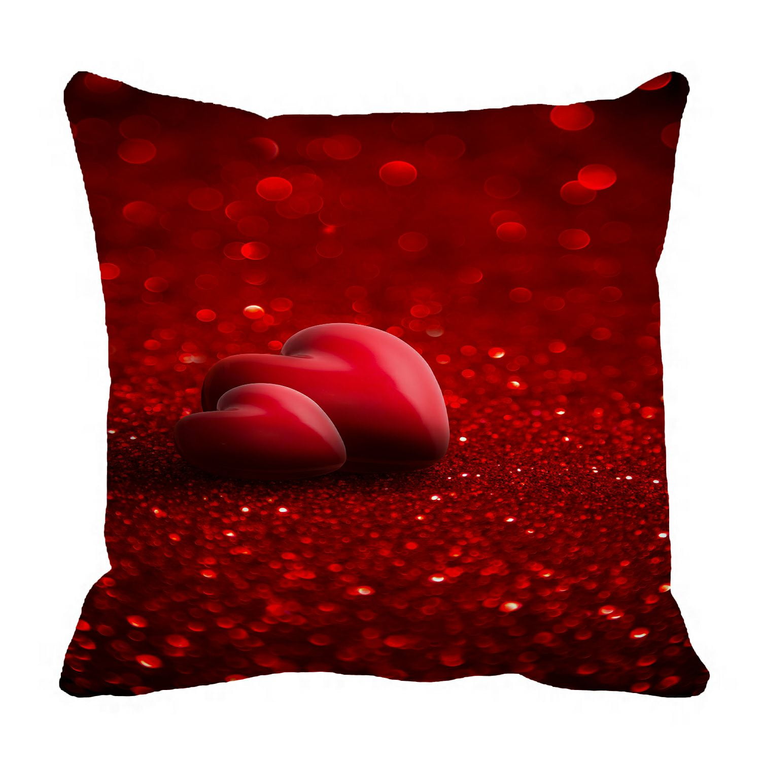 ABPHQTO Two Red Hearts Glitter Valentine Day Pillow Case Pillow Cover