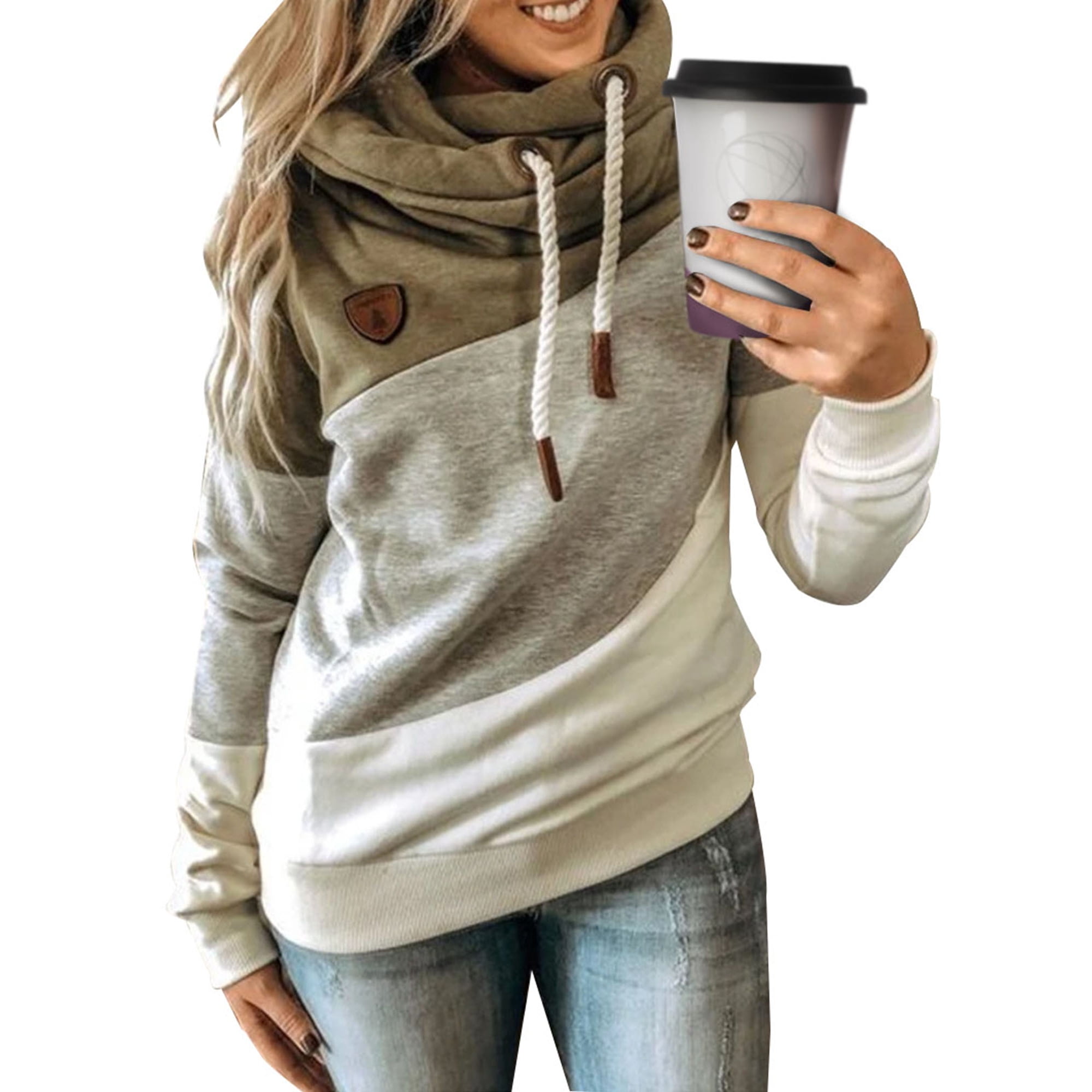 Sexy Dance S-XXXXXL Women Cowl Neck Hooded Sweatshirt Long Sleeve