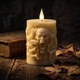 thumbnail image 7 of Steadline Decorative Light,Resin Skull Flameless LED Lamp,Simulated Flickering Light Effect,Spooky Ambient Lighting For Indoor Halloween Events And Themed Table Layouts(Beige), 7 of 7
