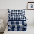 thumbnail image 5 of Manfei Vintage Grid King Size Comforter Sets,Modern Check Comforters King Size,Navy Gray White,Navy Blue Reversible,3 Pieces,1 Comforter and 2 Pillowcases,3 Pieces,1 Comforter and 2 Pillowcases, 5 of 7