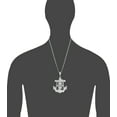 thumbnail image 2 of Large Heavy Sterling Silver Anchor Cross with Jesus Pendant Necklace 2.9 Inches 19 Grams Diamond Cut Finish with Figaro Chain, 2 of 3