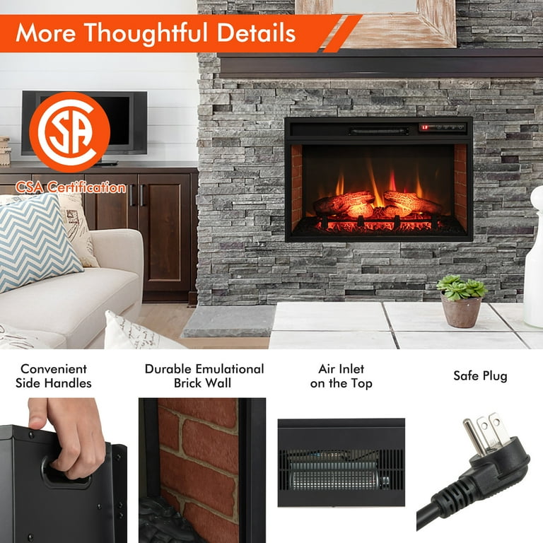 Gymax Electric Fireplace, 1400W, 26Inch, 4777 BTU with Remote
