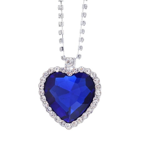Moive Titanic Pretty HEART OF THE OCEAN Big Czech Blue CRYSTAL Pendant NECKLACE