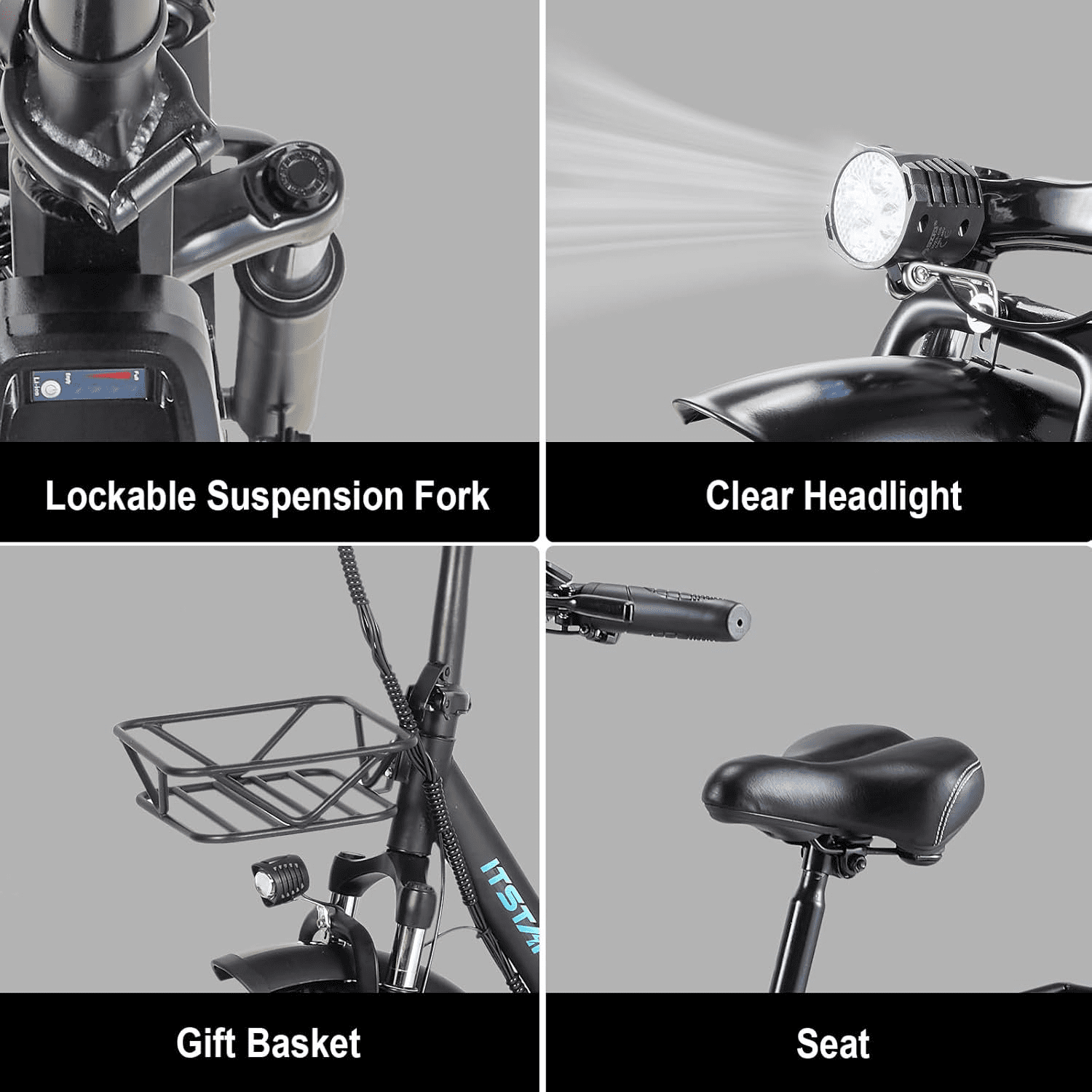 ITSTANDS 800W Electric Bike Folding for Adults 16''x4.0 fat tire E-Mountain Bike 48V 20AH UL2849 Removable Battery Step Thru Electric Bicycle 30MPH Dual Shock Absorption Urban Commuter Ebikes