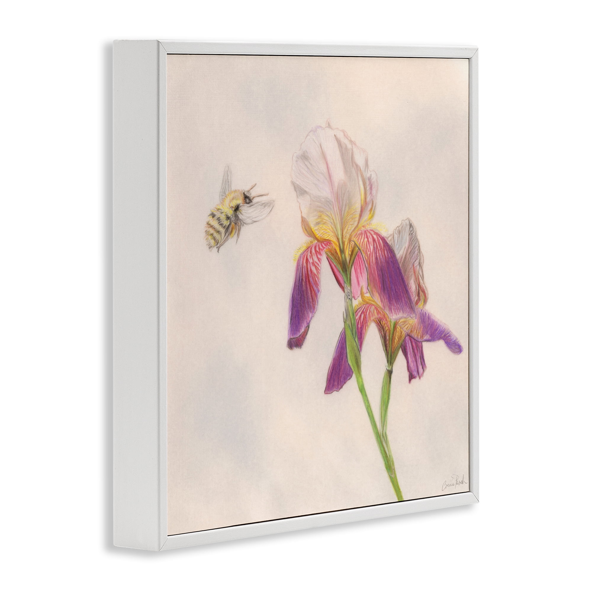 Stupell Industries Spring Offerings Bee Animals & Insects Painting White Framed Art Print Wall Art, 24 x 24