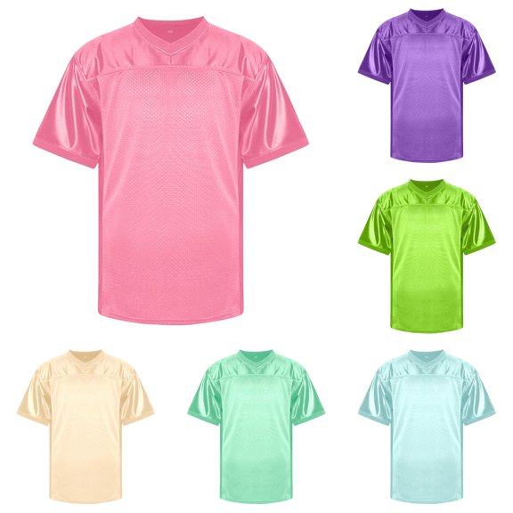 Shachafan Football Mesh Practice Athletic T Shirt Solid Color V Neck Short Sleeve Hop Sports T Shirt Tees for Men