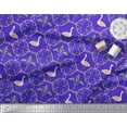 thumbnail image 2 of Soimoi Blue Poly Georgette Fabric Swan & Moroccan Damask Printed Fabric 1 Yard 42 Inch Wide, 2 of 3
