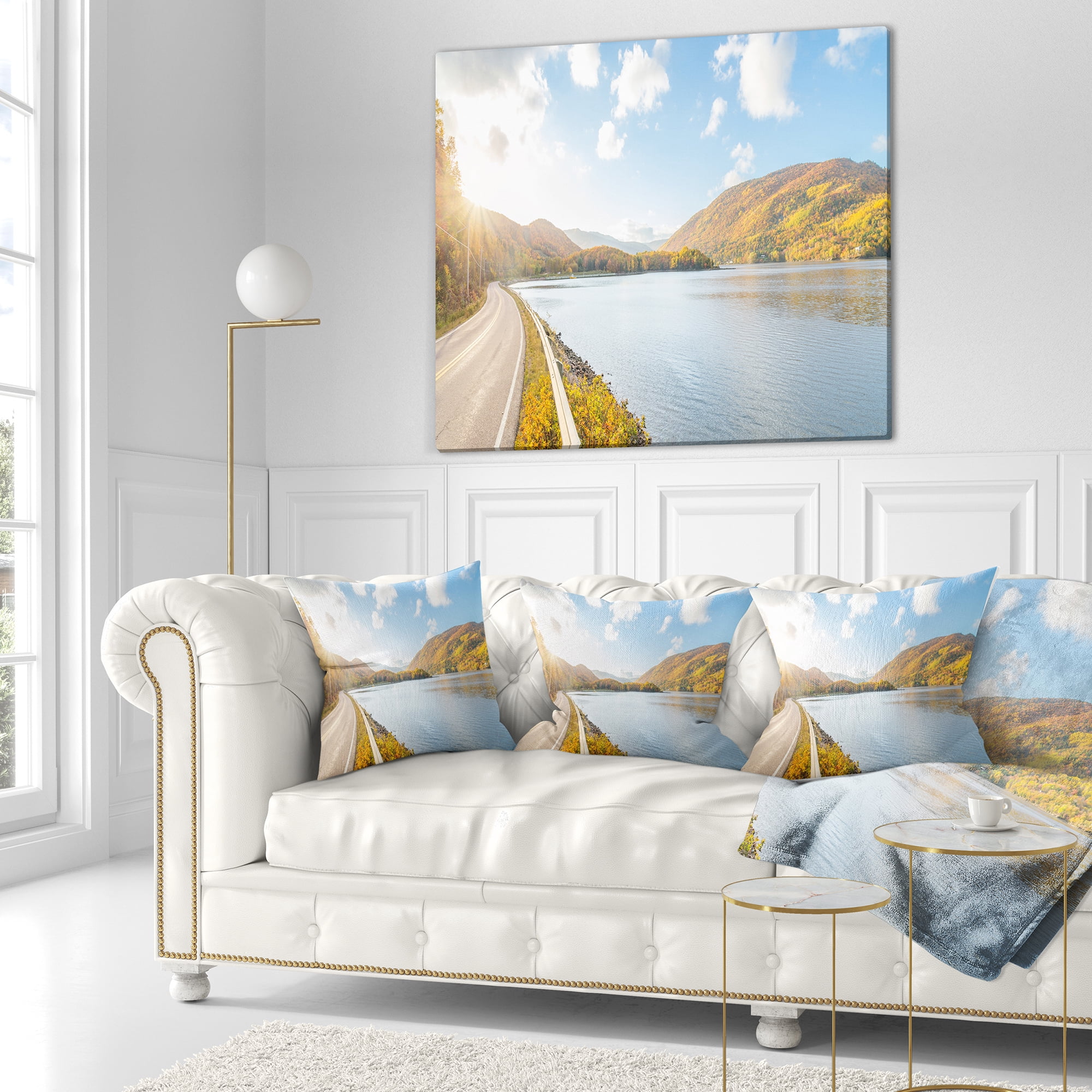 Designart Stunning Autumn Mountains Canada - Landscape Printed Throw Pillow - 18x18