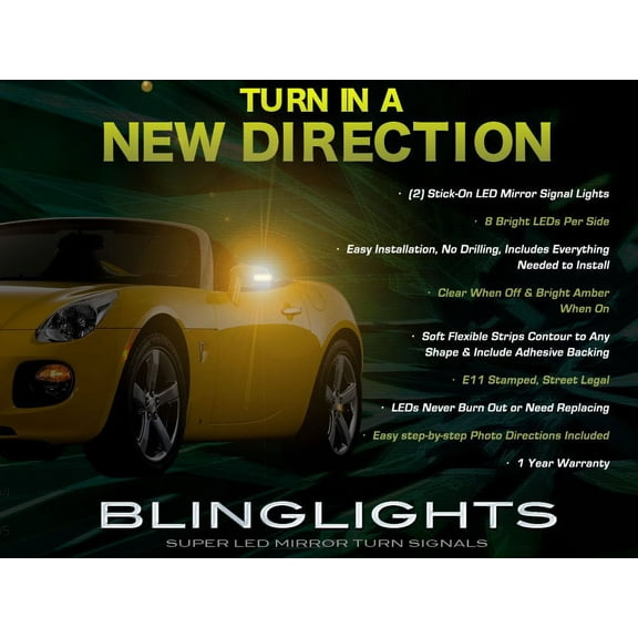 For 2006-2009 Pontiac Solstice Side Mirror LED Turnsignals Lights Turn Signals Lamps Mirrors Signalers
