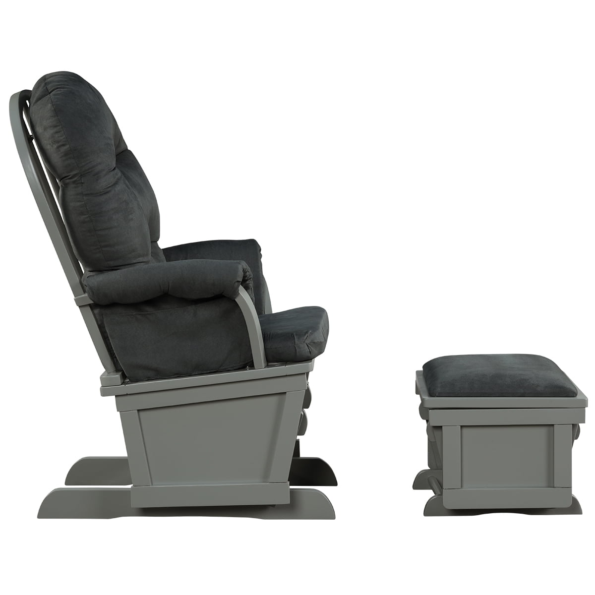 Topbuy Ergonomic Rocking Chair Baby Nursery Chair Glider with Ottoman Light Dark Grey
