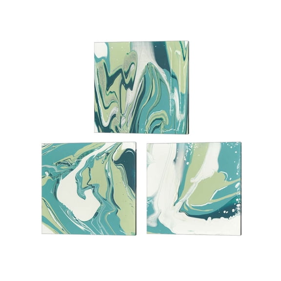 Great Art Now Flowing Teal by Studio W 3 Piece Canvas Art Set Each 14W x 14H