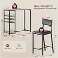 thumbnail image 2 of Ourlova Dining Table Set for 2 with Upholstered Chairs Open Storage Shelves Built-in Cup Holder and Wine Rack Modern Industrial Design Perfect for Small Kitchens Apartments or Breakfast Nooks, 2 of 8