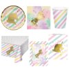 Unicorn Sparkle Birthday Party Set 51 Pieces,7" Plate,Luncheon Napkin,9 Oz. Cup,Plastic Table Cover,Invitation,Treat Bag