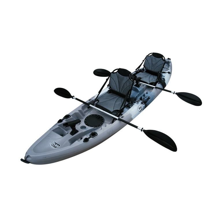 BKC UH-TK219-US 12.2 ft. Tandem Sit On Top Kayak 2-3 person, 2 Paddles, 2  Upright Seats & 6 Fishing Rod Holder 