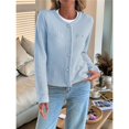thumbnail image 4 of Suéteres Tipo Cárdigan de Larga con Cuello en V para Mujer, Chaquetas de Punto Gruesas, y con Botones, para Otoño e Invierno. Azul L, 4 of 8