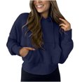 thumbnail image 2 of ClodeEU Womens Heavyweight Hoodies Sweatshirts,Vintage Cotton Women Sweatshirt with pocket Navy,Womens Plus S, 2 of 8