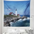 thumbnail image 1 of Landscape Tapestry, Marine Themed Photo with Lighthouse on Rocks and Wavy Sea Calm Sky Panorama, Fabric Wall Hanging Decor for Bedroom Living Room Dorm, 5 Sizes, Multicolor, by Ambesonne, 1 of 1