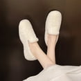 thumbnail image 5 of Miluxas Women's Plush Slippers Loafer,Plush Curled Edge House Slippers,Slip-On Loafer Flats for Indoor Outdoor White 9(42), 5 of 9