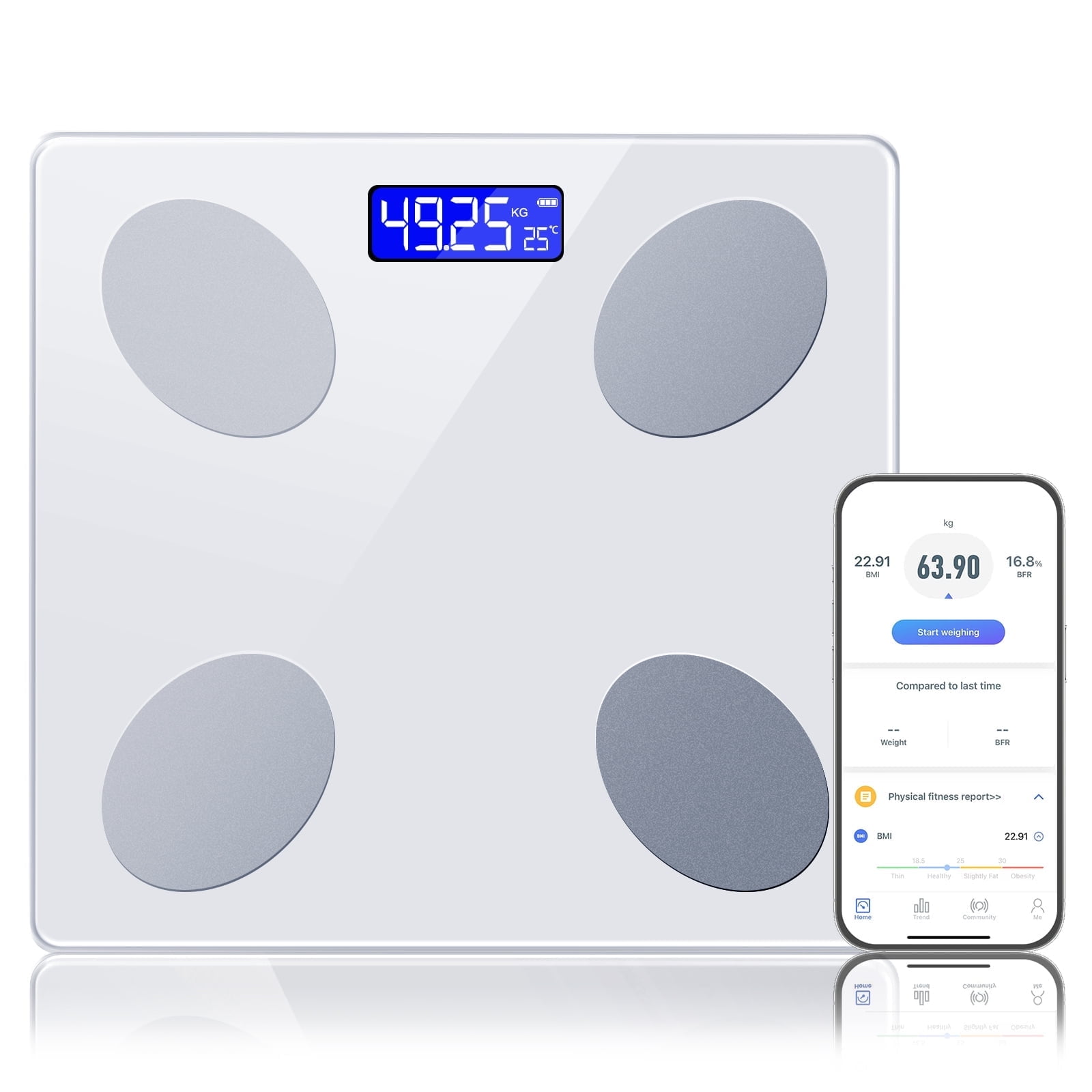 Scale for Body Weight,Smart Weight Scale with Body Composition Monitor Health Analyzer,Accurate Bluetooth App Sync,LED Display and Tempered Glass 400 lbs