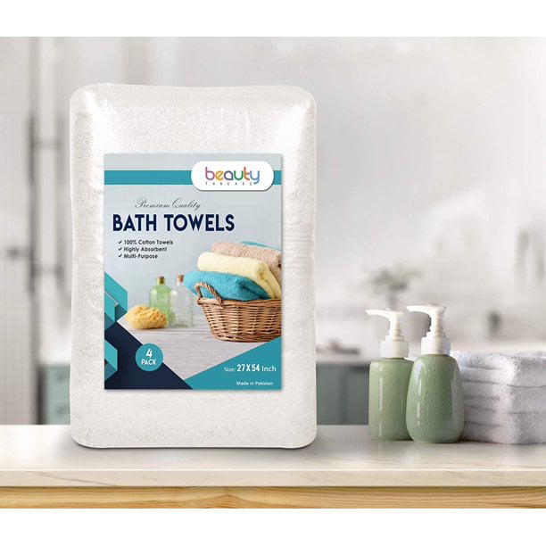 Pack of 4 Bath Towel Set 100% Premium Cotton 27x54 inch 500 GSM Beauty Threadz 