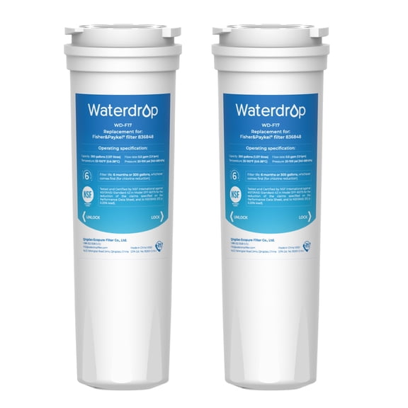 2 Pack Waterdrop 836848 Replacement for Fisher & Paykel 836848 Refrigerator Water Filter