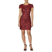 BETSEY JOHNSON Womens Red Short Sleeve Short Sheath Party Dress 14