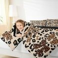 thumbnail image 4 of jejeloiu Leopard Print Bowknot Twin Comforter Sets,Girls Brown Bow Bedding Set For Girl Kids Reversible 2 Pieces, 4 of 8