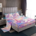 thumbnail image 2 of Rainbow Unicorn Sheet Set Twin Size Unicorn Bed Sheets Set for Girls Kids Princess Prince Themed Fitted Sheet Rainbow Unicorn Print Flat Sheet Rustic Floral Romantic Style Bedding Set, 2 of 6