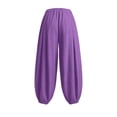 thumbnail image 7 of Cagogo Women's Harem Pants Casual Loose Elastic Waist Flowy Ankle Pants Yoga Lounge Trousers Drawstring Beach Workout Clothes, Purple L, 7 of 7