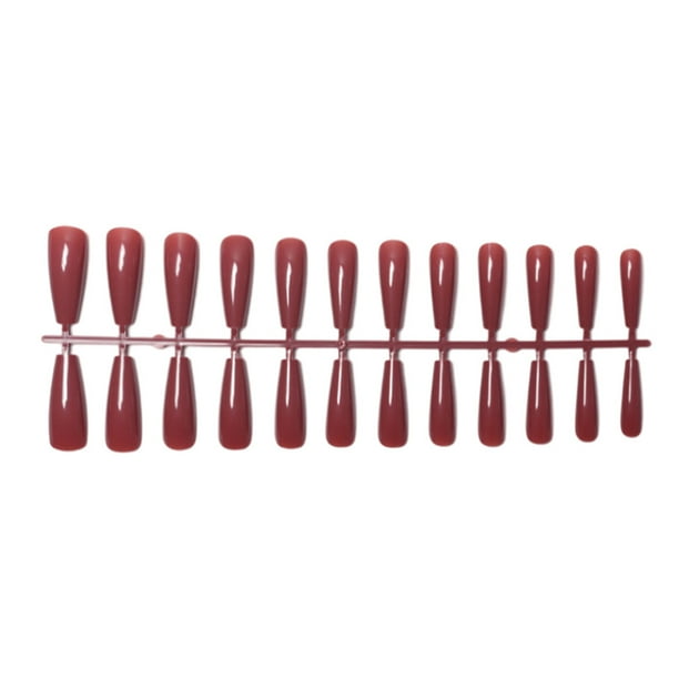 Seitruly 24 piezas Extra largas Prensa en uñas Artificial DIY Sólido Duradero Francés Elegante Uñas acrílicas para salones de manicura Arte Cubierta Juegos de manicura 15Pasta de frijol rojo Seitruly CE011405-15